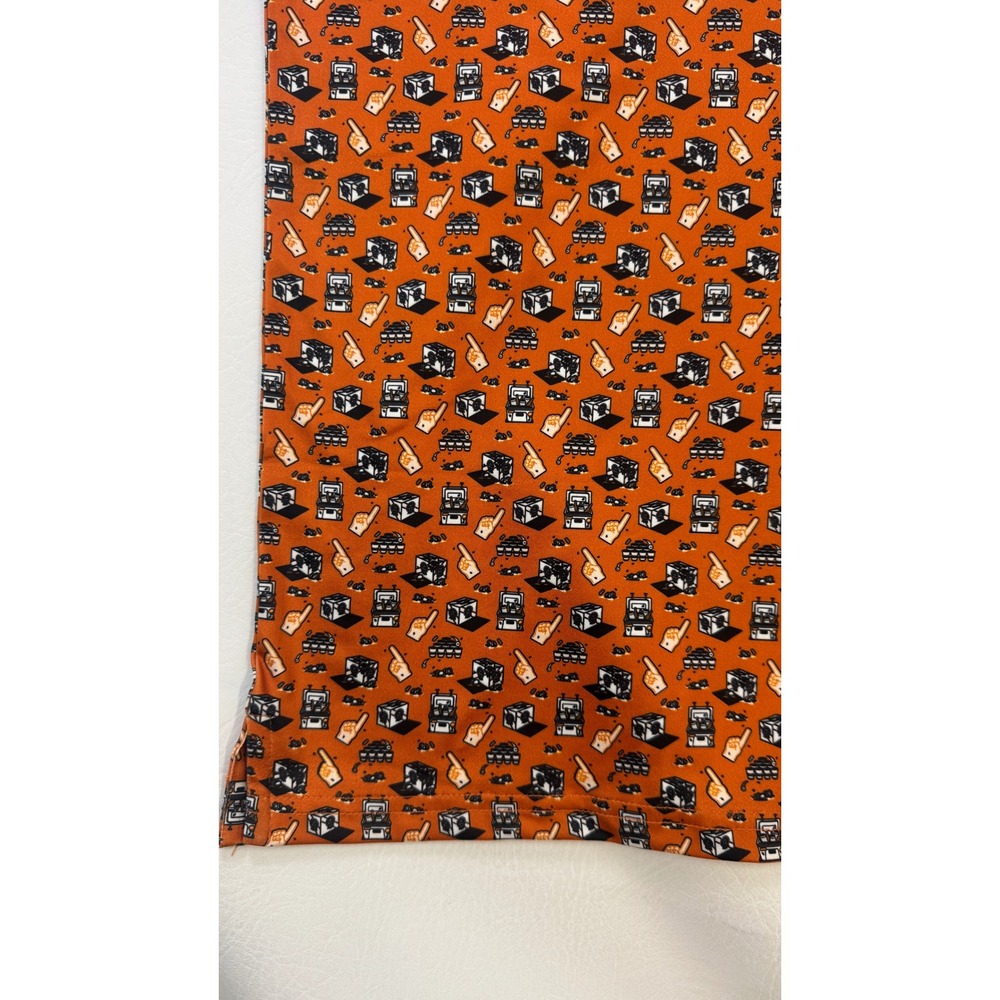 Old Row Men XL Orange Tailgate Print Performance Polo Shirt Short Sleeve Stretch - Picture 10 of 16
